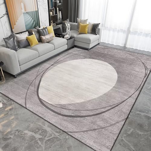 Kurzflor Wohnzimmerteppich Grau 180x230cm,Liniengestaltung,Waschbar In Waschmaschine für Schlafzimmer,Balkon,Büro von Kunsen