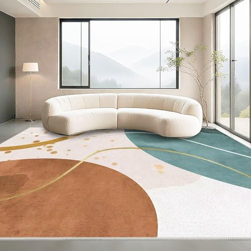 Modern Beige Teppich Wohnzimmer 50x80cm,Geometrisches Kurzflor Waschbar Pflegeleicht für Kinderzimmer,Terassenaussen,Vorzimmer von Kunsen