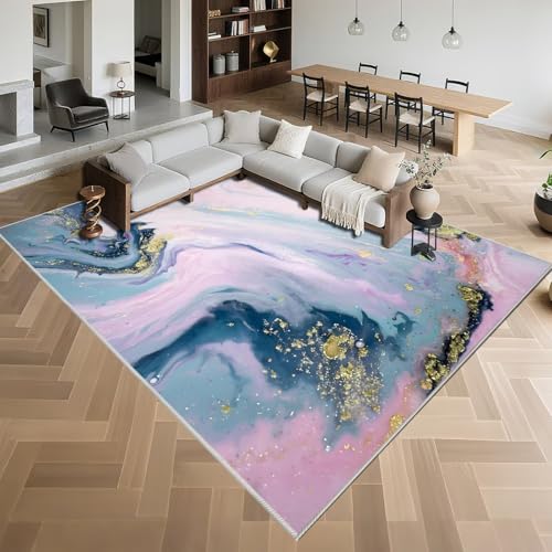 Moderner Waschbarer Teppich 50x80cm,Blau Weich Kurzflor Antirutsch,für Wohnzimmer,Schlafzimmer,Terrasse von Kunsen