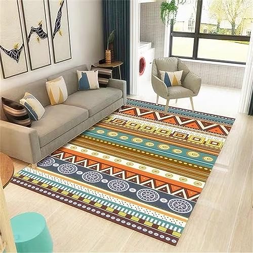 Schlafzimmer Küchen Teppiche Kitchen Teppich Boden Orange Geometrisches Streifen Muster Anti-Milben-Schlafzimmer 160X200Cm Outdoor Teppich Balkon Orange von Kunsen