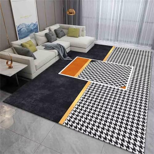 Teppich Schlafzimmer Teppich Flur rutschfest Orange-graues geometrisches Muster unregelmäßiges Design Wohnzimmerteppich moderner Stil Antifouling Wohnzimmer Dekoration 80X120CM von Kunsen