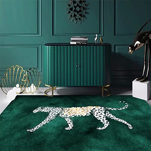 Teppich Vorzimmer Outdoor Couchtisch Teppich Wohnzimmer Grün Abstraktes Leoparden Muster Weicher Teppich Wasch Bar 120X180Cm Teppich Bürostuhl Geeignet Grün von Kunsen