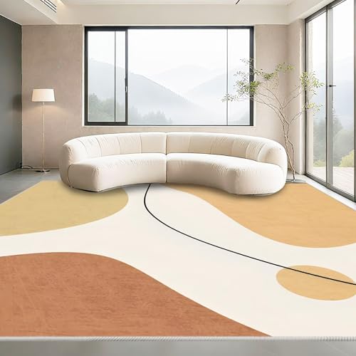 Teppich Wohnzimmer Modern Beige 60x90cm,Waschbar Kuschelig Weich Kurzflor für Kinderzimmer,Terassenaussen,Vorzimmer von Kunsen