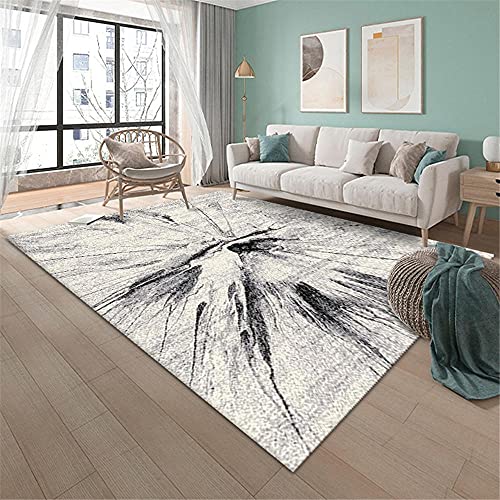 Kunsen Teppiche Living Room Rug Schwarz Beige künstlerische Tintendesign Wohnzimmer Teppich rutschfest weich esszimmer Teppich wohnzimmertisch deko Teppich 200 * 300cm von Kunsen