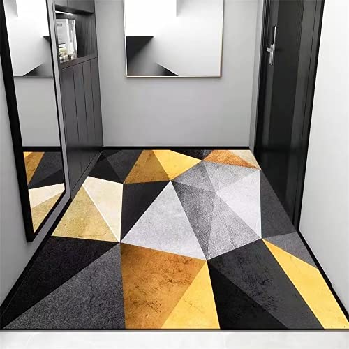 Teppischsclafzimmer gelb Teppich Badezimmer langfloorteppiche Teppich Gelb Einfaches Geometrisches Muster Schlafzimmer Teppich Anti-Milbe 80X160CM Teppich Badezimmer Teppich jugendzimmer Jungen von Kunsen