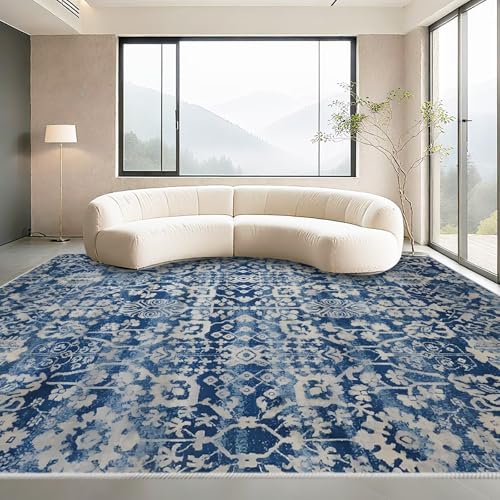 Waschbarer Teppich Wohnzimmer 120x160cm,Blau Abstrakt Design rutschfest Kurzflor für Schlafzimmer,Vorzimmer,Esstisch,Flur Waschbarer Teppich Wohnzimmer 120x160cm,Blau Abstrakt Design rutschfest Kurzflor für Schlafzimmer,Vorzimmer,Esstisch,Flur von Kunsen
