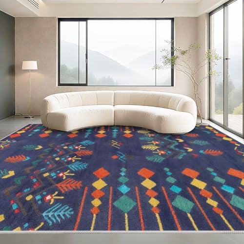 Waschbarer Teppich Wohnzimmer 200x290cm,Blau Abstrakt Design rutschfest Kurzflor für Schlafzimmer,Wohn,Esszimmer von Kunsen