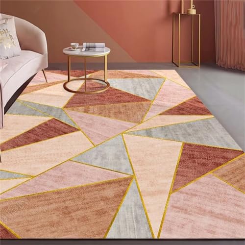 Wohnzimmer Teppich flurdeko super luxuriös Moderner Stil rosa geometrisches Muster unregelmäßiges Design waschbar Teppich Wohnzimmer kurzflor 60x90cm von Kunsen