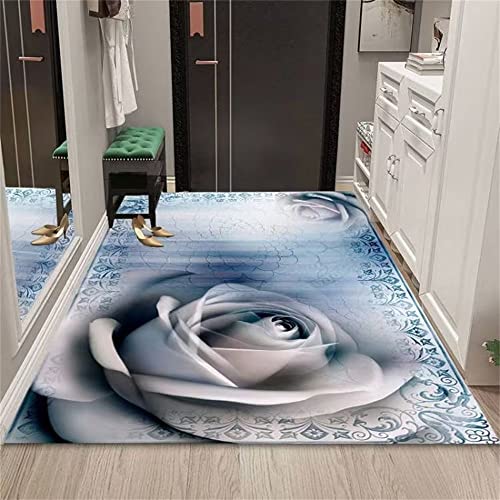 deko jugendzimmer Teppich küche Elegante Blaue Blumen-Heim Matte Moderne Heim Dekoration Boden Matte rutsch fest Wohnzimmer deko küche teppichvorleger 40X60CM von Kunsen