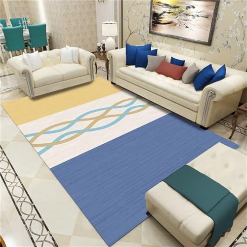 teppich bürostuhl geeignetmädchenzimmer dekorationHausrenovierungGelber und blauer Teppich geometrisches Design unregelmäßiges Muster Schlafzimmerteppich verformt sich nichtbodenbelag balkon deko tepp von Kunsen