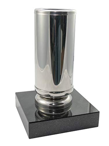Kunst-Art-Köhl Grabvase aus Edelstahl EVSL1 montiert auf einem Granitsockel (Glänzend/Poliert, Black) von Kunst-Art-Köhl