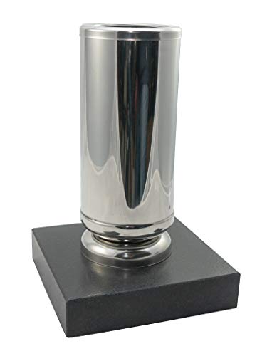 Kunst-Art-Köhl Grabvase aus Edelstahl EVSL1 montiert auf einem Granitsockel (Glänzend/Poliert, Black mat geflammt) von Kunst-Art-Köhl