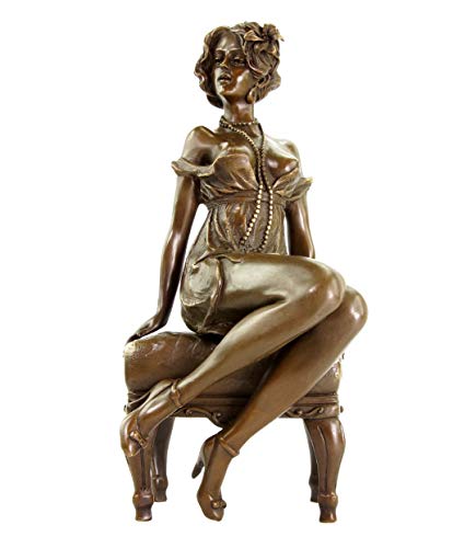 Art Deco Bronzefigur - Zwanziger Jahre Erotik Akt - signiert Milo - Sexy Deko Frauenstatue - Vintage Skulptur - Erotische Kunst online kaufen - Wohndeko für Innen von Kunst & Ambiente