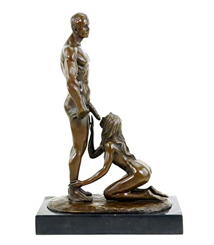 Blowjob - Sexbronze - Erotisches Liebespaar - signiert M.Nick - Höhe: 33 cm - Breite: 22 cm - Moderne Kunst - Sexy Skulptur auf Mamorsockel - 100% Bronze - Sammlerfigur - Sex Skulptur von Kunst & Ambiente
