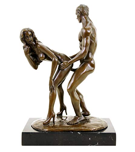 Erotik Bronze - Liebespaar im Stehen - Sexskulptur - signiert M.Nick - Erotische Statue - Höhe: 30 cm - Moderne Kunst - Sexy Figur auf Mamorsockel - 100% Bronze von Kunst & Ambiente