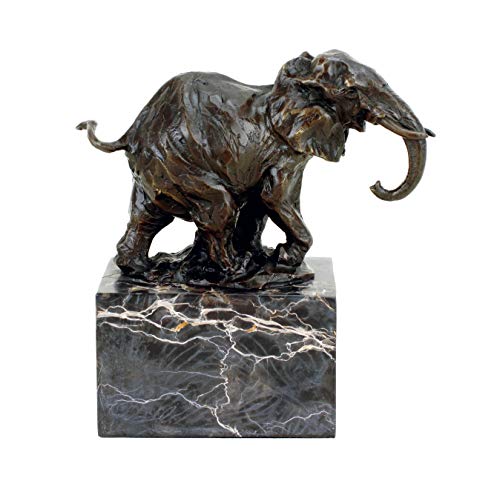 Kunst & Ambiente - Abstrakte Bronzefigur - Elefant auf Marmorsockel - signiert von Milo - Elefanten Deko Skulptur kaufen - Figur von Kunst & Ambiente