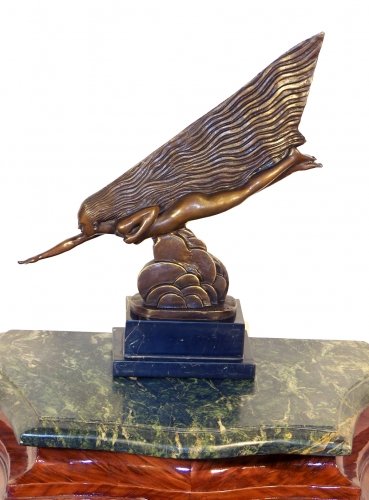 Kunst & Ambiente - Art Deco Bronzefigur - The Comet - signiert - Guiraud Riviére Skulptur - Dekoration im Edlen Design - Bronze - Braun von Kunst & Ambiente