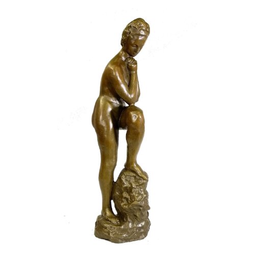 Kunst & Ambiente - Bronzefigur von Wilhelm Lehmbruck - Mädchen mit aufgestütztem Bein - signiert - Lehmbruck Skulptur - Figur - Deutscher Bildhauer - 61cm Höhe von Kunst & Ambiente