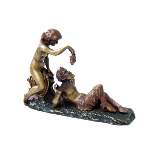 Kunst & Ambiente - Erotik Wiener Bronze Figur - Faun/Satyr/Teufel - 2-teilig - Bergmann Stempel - Traubenpärchen - Statue - Skulpturen online kaufen - Wohndeko - Innen von Kunst & Ambiente