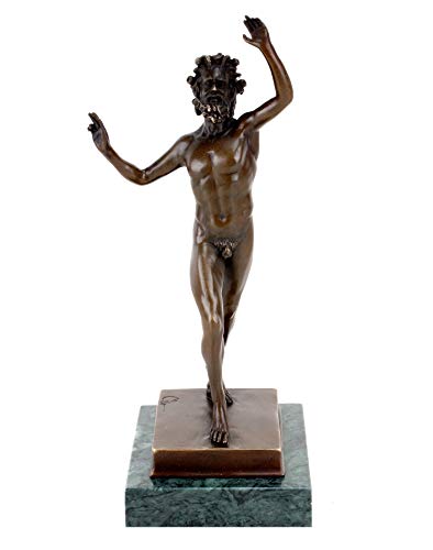Kunst & Ambiente - Fauno Danzante aus Pompeji - Tanzender Faun in Bronze - signiert Milo - Mythologische Statue auf Marmorsockel - Höhe: 28 cm - Casa del Fauno Figur von Kunst & Ambiente