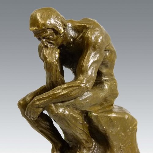 Kunst & Ambiente - Große Moderne Bronzeplastik - Der Denker - Auguste Rodin Skulptur auf Marmorsockel - signiert - 100% Bronze von Kunst & Ambiente
