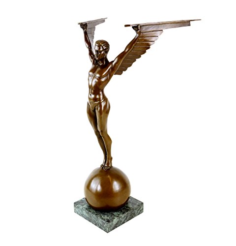 Kunst & Ambiente - Icarus Art Deco Skulptur aus Bronze - signiert Gennarelli - Mythologische Figur - Antike Skulpturen - Bronzefigur von Kunst & Ambiente