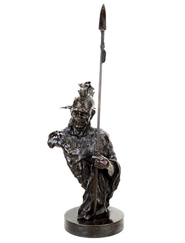 Kunst & Ambiente - Limitierte Indianer Skulptur - Irokese mit Speer - Indianer Bronze Krieger - signiert Remington - Indianer Häuptling - Skulpturen online kaufen - Western Statue von Kunst & Ambiente