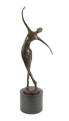 Kunst & Ambiente - Moderne Bronzefigur - Abstrakte Tänzerin auf schwarzem Marmor - signiert von Milo - Tänzer Skulptur von Kunst & Ambiente