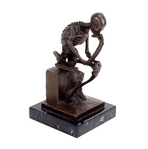 Kunst & Ambiente - Moderne Bronzefigur - Bronze Skelett Skulptur auf Marmor - Der Denker - signiert von Milo - Nach Auguste Rodin - Deko Figur - Dekoration von Kunst & Ambiente
