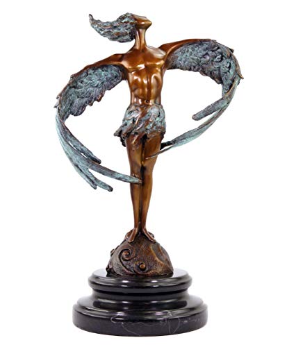 Kunst & Ambiente - Moderne Bronzeskulptur - Ikarus´20 - signiert Martin Klein - Abstrakte Engelsfigur - Männerakt - Grün/Kupfer - 27 cm hoch - Moderne Statuen online kaufen - 100% Bronze von Kunst & Ambiente