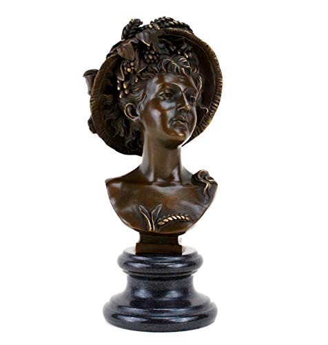 Kunst & Ambiente - Porträtbüste aus Bronze - Jugendstilfigur Dame - signiert Carrier-Belleuse - Höhe: 26 cm - Braun von Kunst & Ambiente