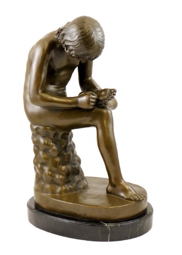 Spinario Bronzestatue - Der Dornauszieher Skulptur - signiert Milo - Antikes Motiv der Bildenden Kunst - Jugendstil Figur - Kunst online kaufen - Wohndeko für Innenbereich von Kunst & Ambiente