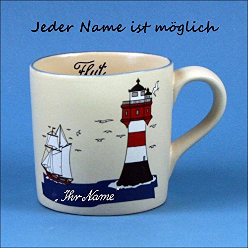 Gerader Namensbecher mit Segler und Leuchtturm Gerader Namensbecher mit Segler und Leuchtturm von Kunst und Keramik