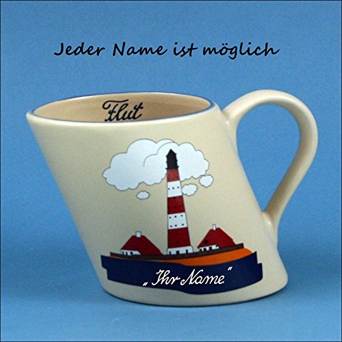 Kunst und Keramik Schiefer Namensbecher mit Westerhever Leuchtturm von Kunst und Keramik