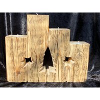 Kerzenhalter Aus Holz Für 4 Teelichter - Adventszeit Nachhaltigkeit Upcycling von KunstGabiGoebbels