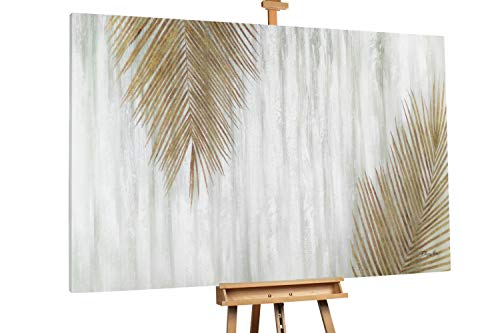 KunstLoft® XXL Gemälde 'Tropical Serenity' 180x120cm | original handgemalte Bilder | Blätter Palmen Beige | Leinwand-Bild Ölgemälde einteilig groß | Modernes Kunst Ölbild von KunstLoft