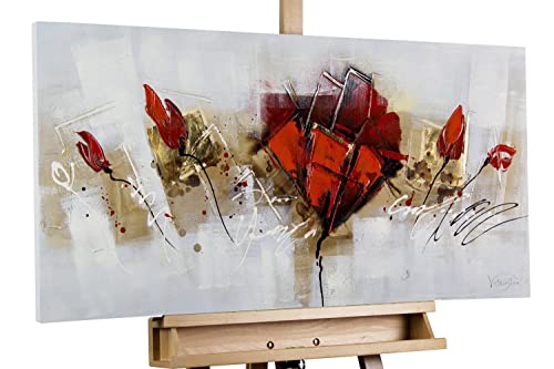 KunstLoft Leinwandbild | 100% HANDGEMALT | 100x50cm | Gemälde 'Repertoire der Künste' | Abstrakt | Rot | Wandbild Wohnzimmer von KunstLoft