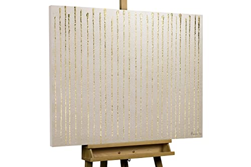 KunstLoft Leinwandbild | 100% HANDGEMALT | 100x75cm | Gemälde 'Goldenes Gefängnis' | Abstrakt | Gold Schwarz | Wandbild Wohnzimmer von KunstLoft