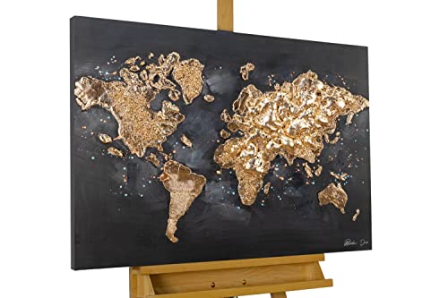 KunstLoft Leinwandbild | 100% HANDGEMALT | 100x75cm | Gemälde 'Reise um die Welt' | Weltkarte | Schwarz | Wandbild Wohnzimmer KunstLoft Leinwandbild | 100% HANDGEMALT | 100x75cm | Gemälde 'Reise um die Welt' | Weltkarte | Schwarz | Wandbild Wohnzimmer von KunstLoft