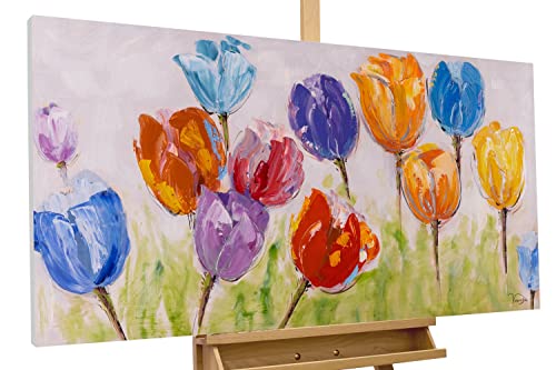 KunstLoft Leinwandbild | 100% HANDGEMALT | 120x60cm | Gemälde 'Flowers of Joy' | Blüten | Bunt | Wandbild Wohnzimmer von KunstLoft