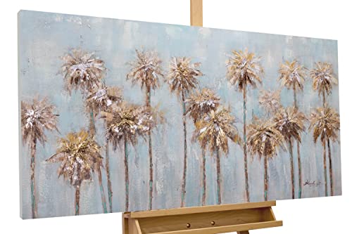 KunstLoft Leinwandbild | 100% HANDGEMALT | 120x60cm | Gemälde 'Morning in the Tropics' | Dschungel | Blau Braun | Wandbild Wohnzimmer von KunstLoft