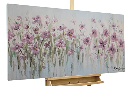 KunstLoft Leinwandbild | 100% HANDGEMALT | 120x60cm | Gemälde 'Perfect Scenery' | Blüten | Grün | Wandbild Wohnzimmer von KunstLoft