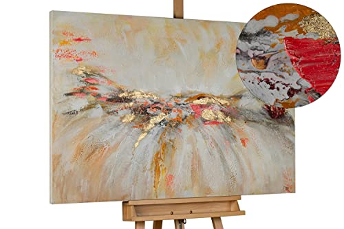 KunstLoft Leinwandbild | 100% HANDGEMALT | 120x80cm | Gemälde 'Ruhe vor dem Sturm' | Abstrakt | Weiß Beige | Wandbild Wohnzimmer von KunstLoft
