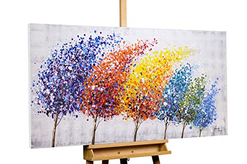 KunstLoft Leinwandbild | 100% HANDGEMALT | 140x70cm | Gemälde 'Wind of Change' | Wald & Bäume | Bunt | Wandbild Wohnzimmer von KunstLoft