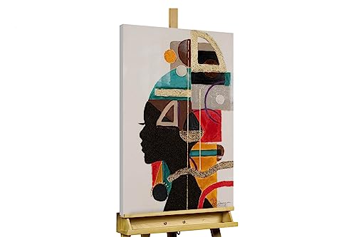 KunstLoft Leinwandbild | 100% HANDGEMALT | 50x75cm | Gemälde 'Abstract Thoughts' | Frau | Bunt Beige | Wandbild Wohnzimmer von KunstLoft