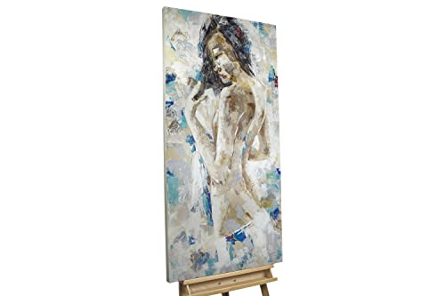 KunstLoft Leinwandbild | 100% HANDGEMALT | 60x120cm | Gemälde 'Love at First Sight' | Frau | Blau | Wandbild Wohnzimmer von KunstLoft