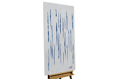 KunstLoft Leinwandbild | 100% HANDGEMALT | 60x120cm | Gemälde 'Memories of the Sea' | Abstrakt | Blau Weiß | Wandbild Wohnzimmer von KunstLoft