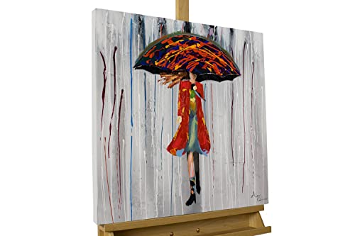KunstLoft Leinwandbild | 100% HANDGEMALT | 60x60cm | Gemälde 'Alice im Regen' | Frau | Rot Grau | Wandbild Wohnzimmer KunstLoft Leinwandbild | 100% HANDGEMALT | 60x60cm | Gemälde 'Alice im Regen' | Frau | Rot Grau | Wandbild Wohnzimmer von KunstLoft
