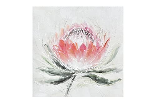 KunstLoft Leinwandbild | 100% HANDGEMALT | 60x60cm | Gemälde 'Colourful Blossoming ' | Blüten | Rosa Weiß | Wandbild Wohnzimmer von KunstLoft