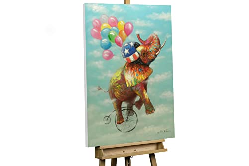 KunstLoft Leinwandbild | 100% HANDGEMALT | 70x100cm | Gemälde 'Fiodor Fröhlich' | Elefant | Bunt | Wandbild Wohnzimmer von KunstLoft